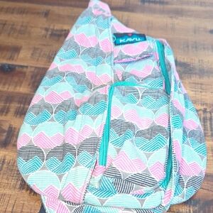 KAVU Sling Bag with Pink and Blue Pattern. Mini